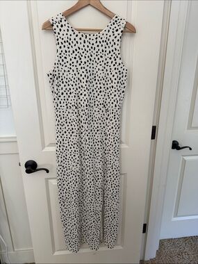 Pact Organic Cotton Twist Back Cutout Spotted Sleeveless Midi Dress XL